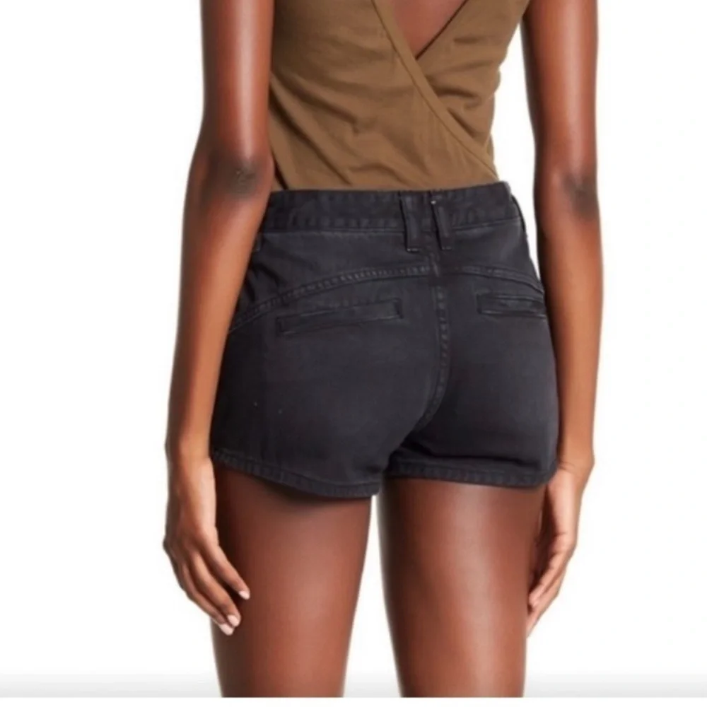 Free People High Waisted Black Denim Shorts Zip Fly Button Close Women’s Size 27